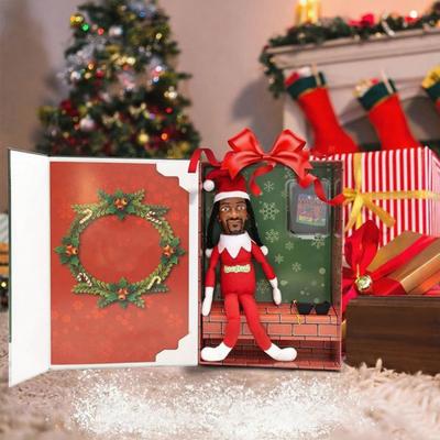 Yousheng Snoop Elf On The Stool Funny Hip Hop Doll Christmas Ornaments Plush Doll Toy Collectible Home Decoration