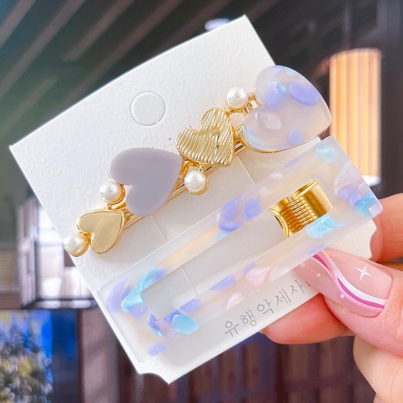 

Набор из 2/3 заколок для волос Геометрические ацетатные заколки-сердечки для женщин Модная бижутерия Заколки для девочек Повседневная укладка Аксессуары для волос