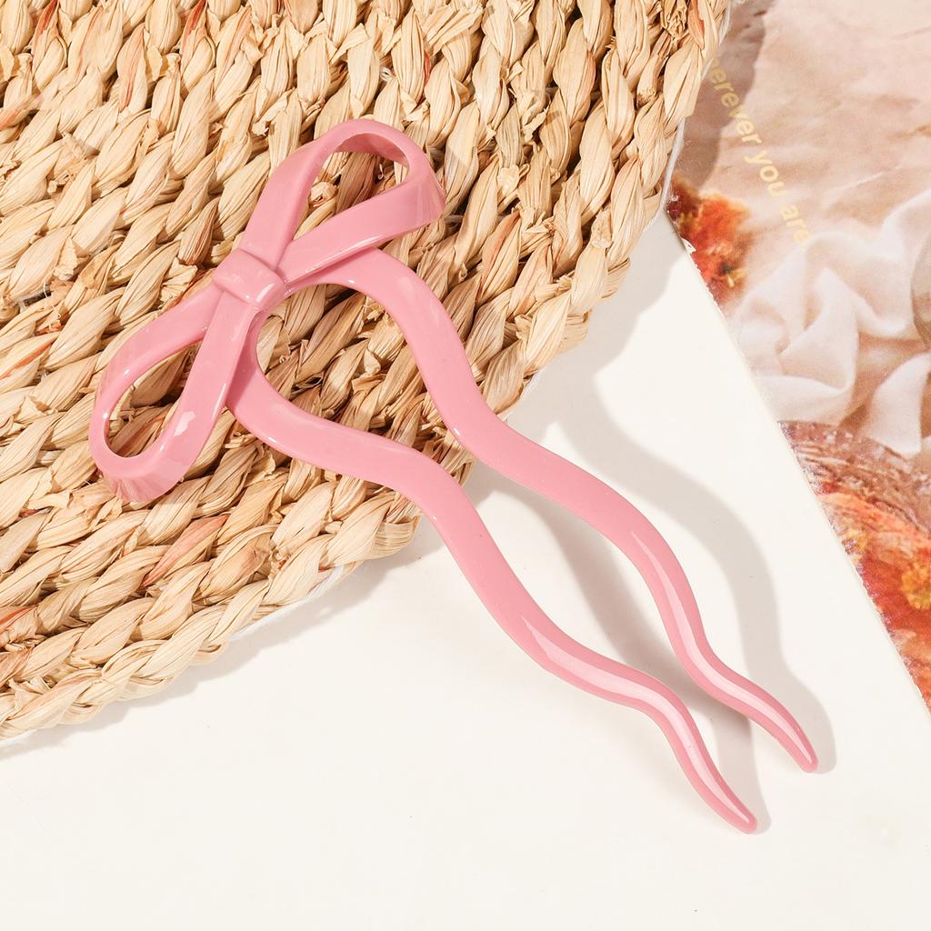 U-Shaped Bow Hair Stick Fashion Acrylic Hairpin Fashion Hair Clip Comb Bun Sweet Headwear Women Hairstyle Girls Hair Accessories