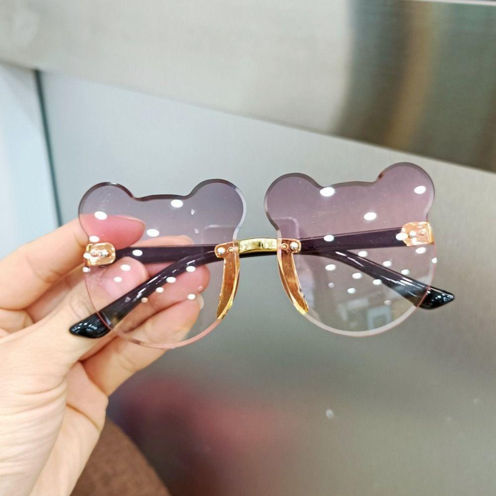 Cartoon Bear Kids Sunglasses Rimless Eyewear Party Children Sun Glasses  for Boys Girls