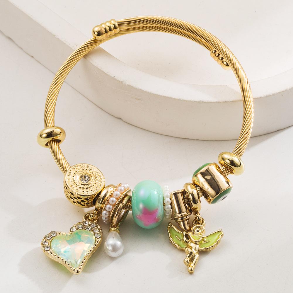 Handmade Beaded Bracelet for Women Heart Angel Alloy Accessories Versatile Exquisite Bracelet