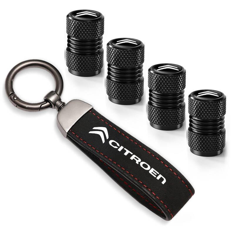 Car Tire Wheel Valve Caps Cover Suede Car Key Chain Ring Keychain For Citroen Celysee C4 C3 C5 C1 C2 C6 Picasso Cactus Berlingo sdcr63