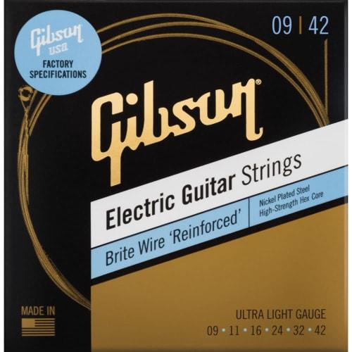 Gibson/SEG-BWR9 Brite Wire Reinforced Electric Guitar Strings Ultra-Light (.09-.042) Gibson Electric Guitar Strings