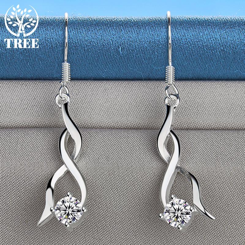 925 Sterling Silber AAA Zirkon Tropfenohrringe Schmuck