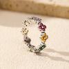 MODIAN 925 Silver Sweet Rainbow Color Zirconia Lucky Four Leaf Clover Fashion Finger Rings For Women Fine Jewelry