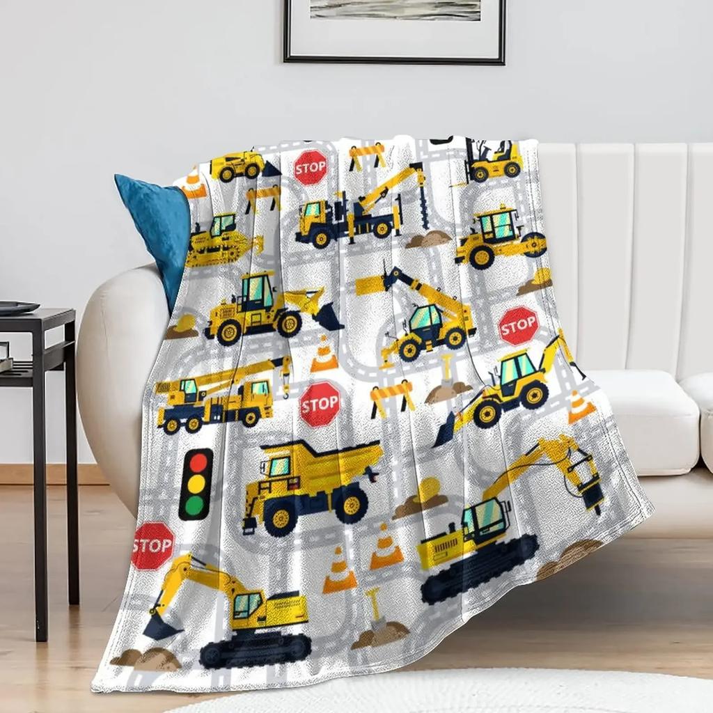 Cartoon Car Throw Blanket Soft Warm Lightweight Cozy Plush Flannel Plush Blanket Bed Couch Sofa Office Decor Gift for Kids Women