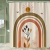 Boho Abstrakt Cartoon Regenbogen Muster Duschvorhang, Moderner Minimalistischer Badezimmer Vorhang, Heimdeko Vorhang Mit Haken