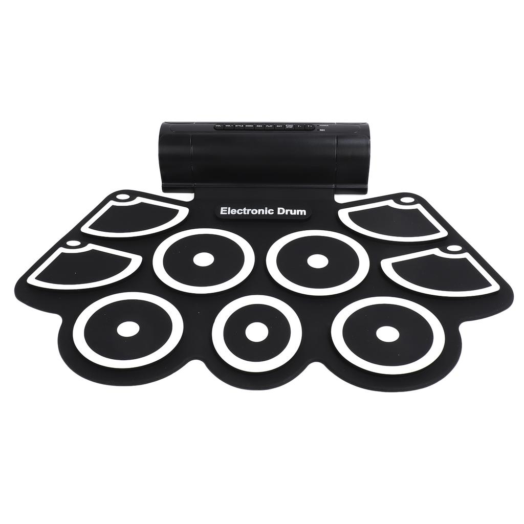 9 Pads Electronic Drum Set Silicone and ABS USB MIDI Interface Roll Up Drum Pad with 2 Drumsticks 2 