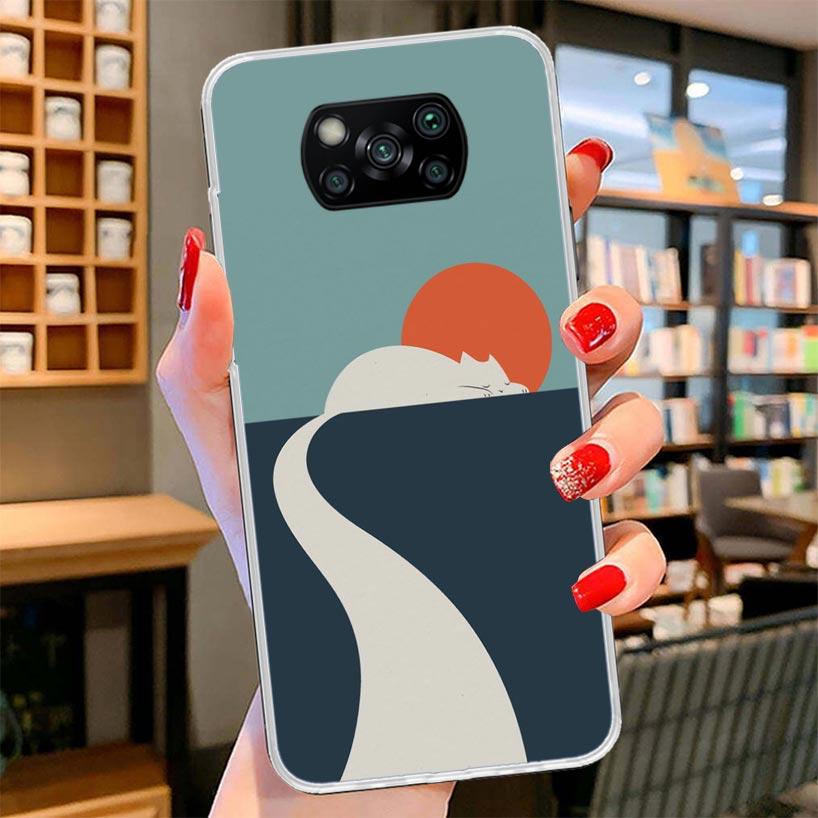 Art Cat Mount Fuji Japan Cover Phone Case For Xiaomi Poco F7 Ultra X7 X6 X5 Pro M7 Redmi 15C 15 13C 13 12C 12 10C 10 9A 9C 9T 9