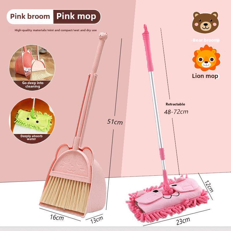 Kids' Mini Broom and Dustpan Set: Baby-Friendly Toy for Sweeping and Mopping