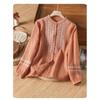 Retro Embroidered Cotton Linen Stand Collar Loose Long Sleeve Women's Shirt Spring Tops