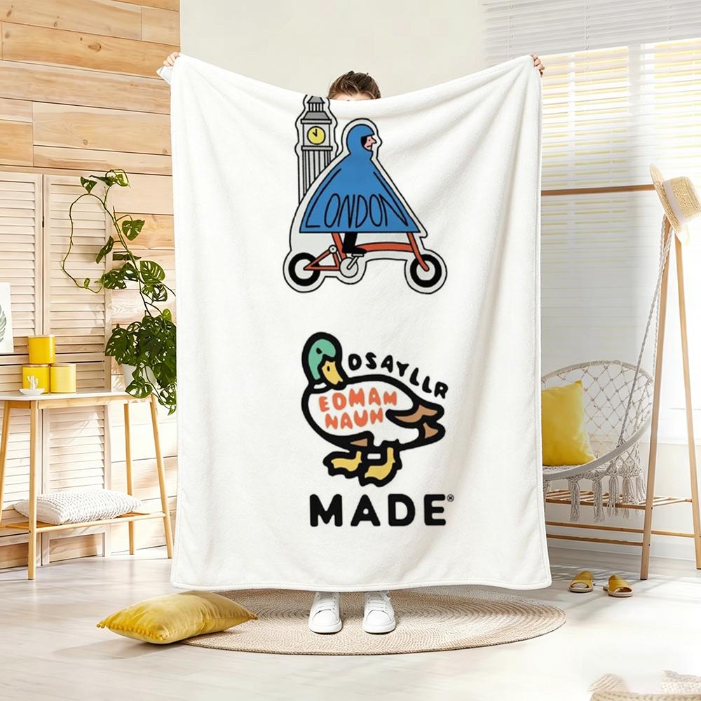 Drawing R-Retro Cartoon Badge Style Throw Soft Warm Throw Blanket for Bedroom Living Room Bed Travel Camping Picnic Gift
