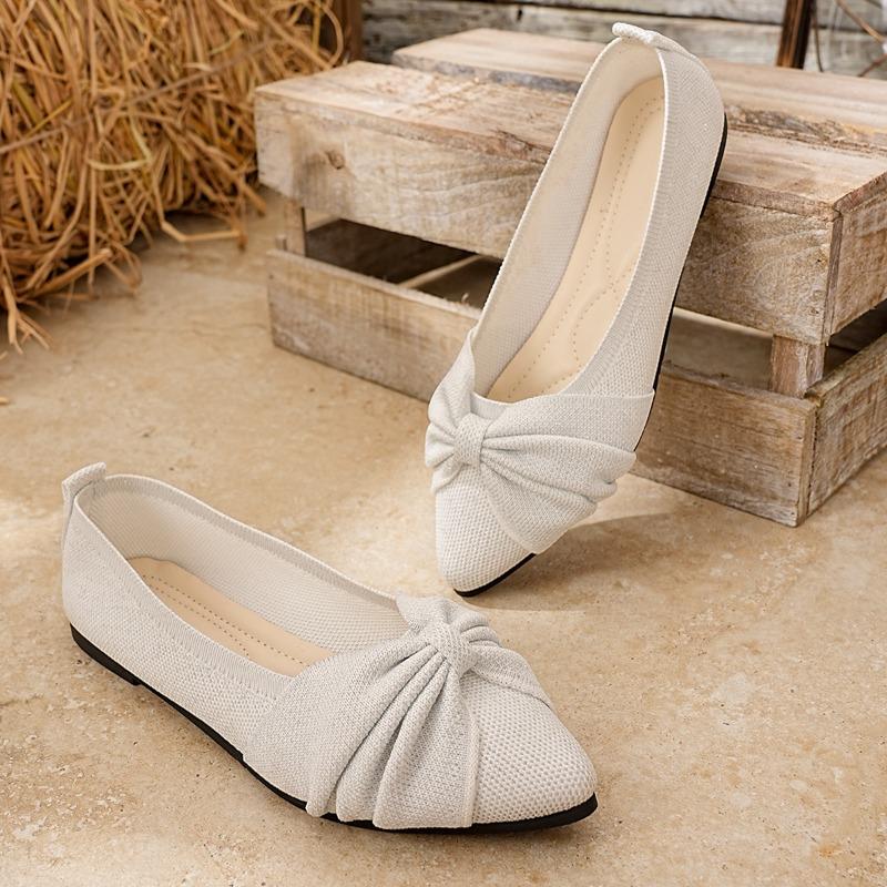 Large-sized Fly-knit Breathable Flat Single Shoes for Women with A Shallow Toe for Lazy Women