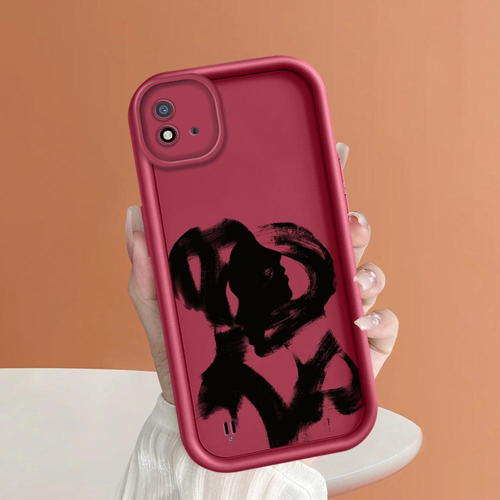 Soft Silicone Square Ladder Printing Pattern Phone Casing Full Cover Camera Shockproof Protection Rubber Case for OPPO Realme
