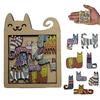 Irregular Cat Wooden Puzzle Expressive Puzzle Toys Unique Animal Shapes Relax Gift Decorative Art Piece Brain Teaser Game