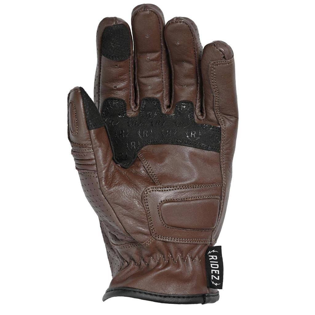 RIDEZ Genuine Leather Motorcycle Protective Smartphone Cowhide Leather All Brown Retro American Gloves, Compatible, Men's Gloves, Season, Spring,