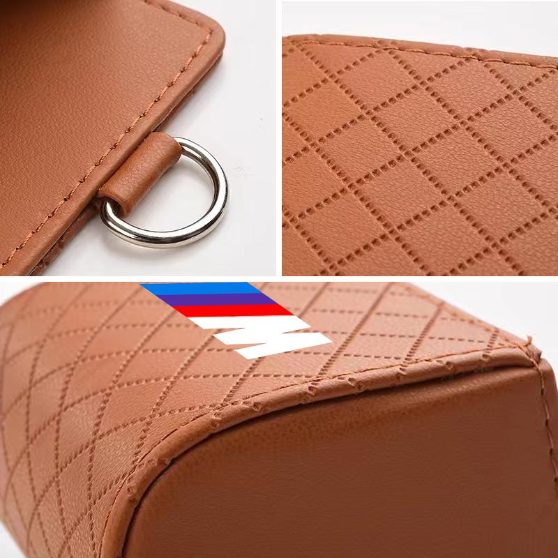 M LOGO Car Storage Bag Car Air Outlet Debris Bag Leather Organizer Box For BMW E46 E39 E90 E60 E36 F30 F10 E34 E30 F20 E92 M3 M4 M5 X3 X4 X5 X6 X7