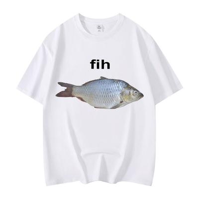 Fish Funny Meme T Shirt  Fashion Short Sleeve T-shirts  Women Clothing  T-shirt Streetwear