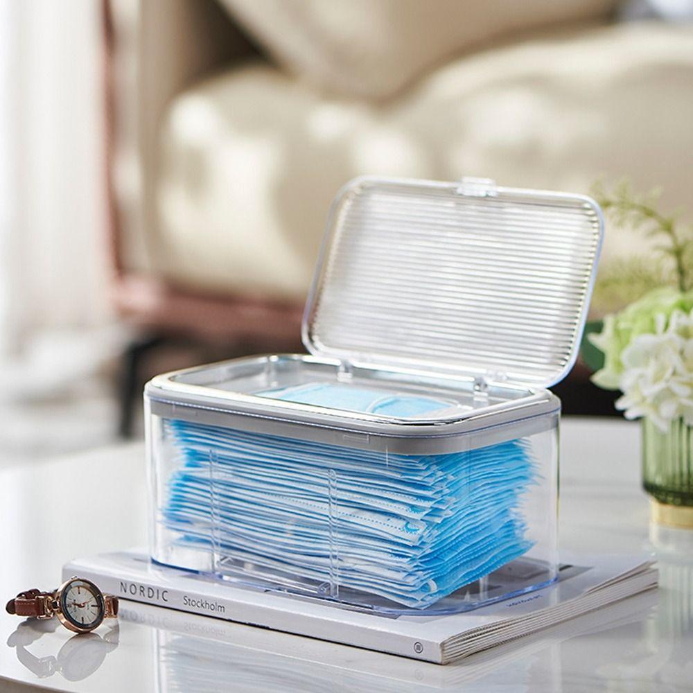 Large Capacity Wet Wipes Box with Spring Plate Plastic Mask Storage Box Tissue Box Desktop