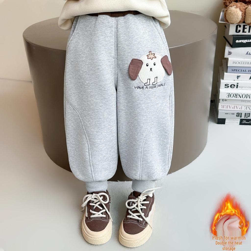 Girls' Cartoon Fleece Sweatpants - Thick, Warm, and Stylish for Autumn/Winter 2025