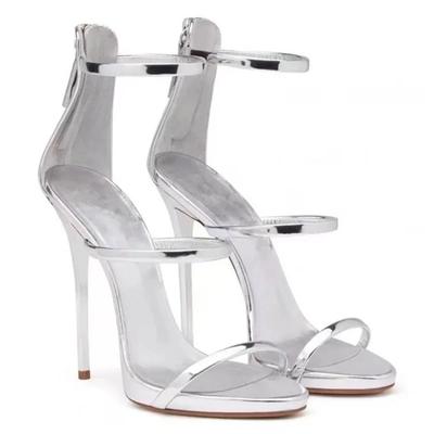 Sommer Neue Damen High Heels Mode Sexy Open Toe Sandalen mit feinem Absatz Luxus Hohe Qualität Bankett Reißverschluss Super High Heels