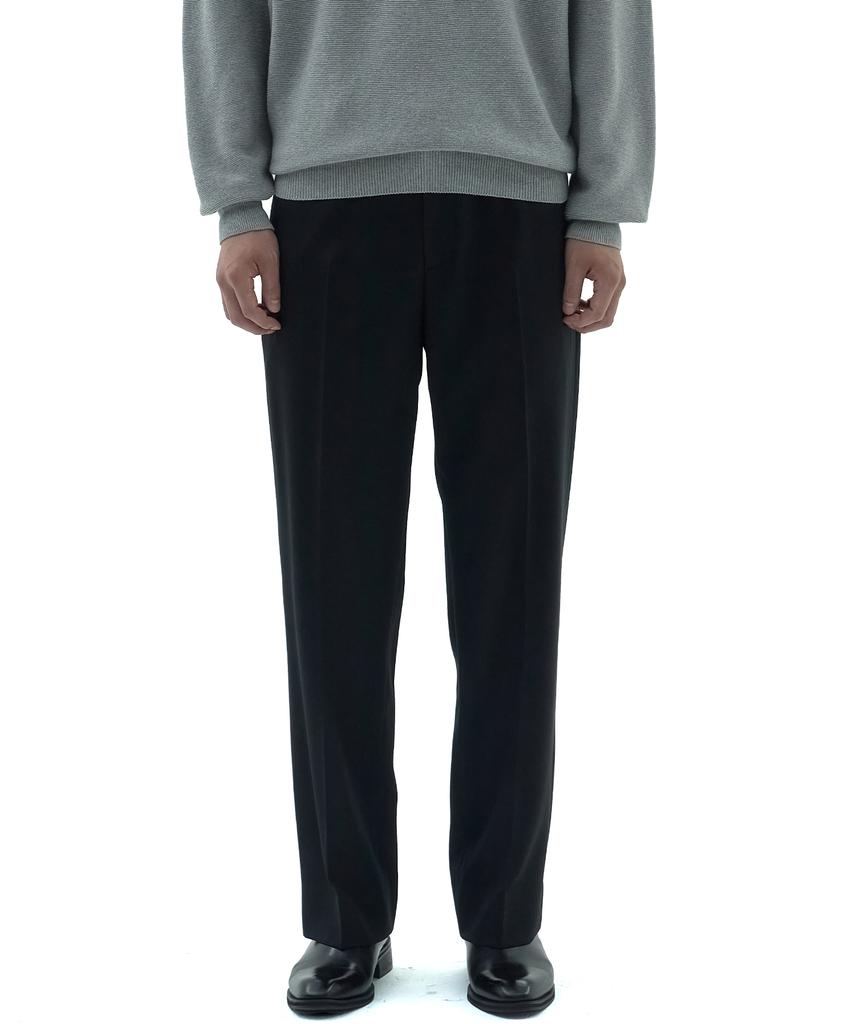 Neibieol Fine Wool No-Tuck Straight Pants - Black