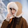 Winter Hat Female Rabbit Plush Headgear Warm Plush Thickened Cold Hat Outdoor Riding Windproof