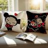 Kawaii PPucca Anime Cushion Cover Pillowcase Antidustmite Invisible Zipper Short Plush Sofa Cushion