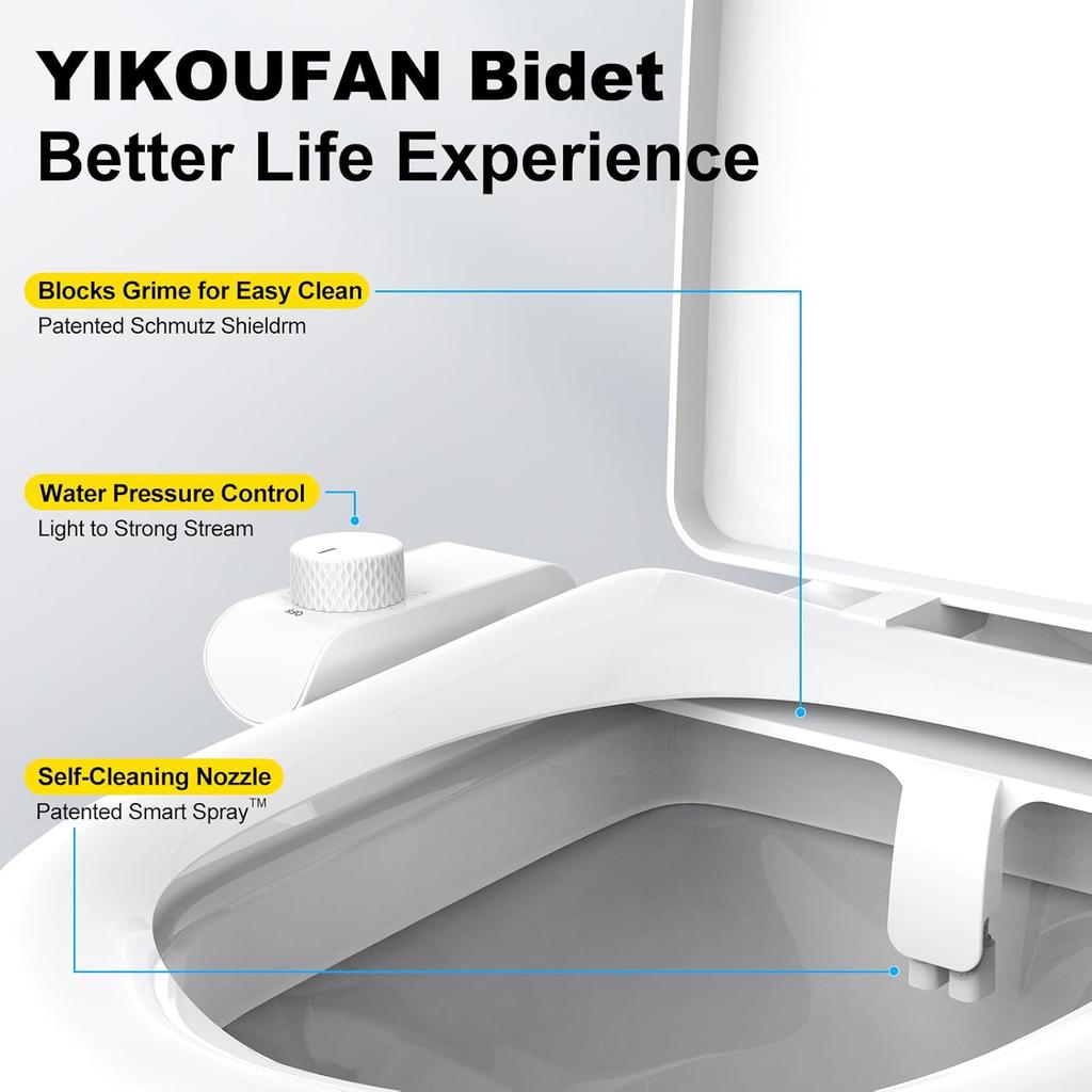 Ultra Slim Bidet Attachment for Toilet Self Cleaning Dual Nozzle Non Electric Bidet Attachment for Feminine Wash