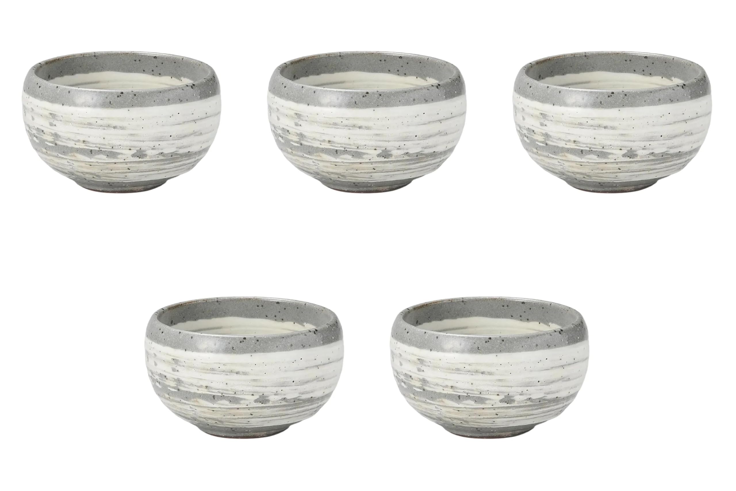

Set of 5 Small Kohiki Brushed Porridge Bowls x Rice Bowl Setomonohonpo [13 7.5cm]