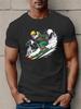 Cool Fox Skiing Graphic Tee Mens Casual Crew Neck Short Sleeve T Shirt Breathable Summer Top