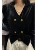 Elegant Velvet Cropped Cardigan | Spring/Autumn 2025 | French Slimming Puff Sleeve