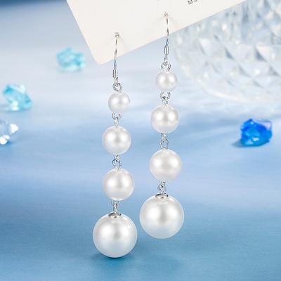 Thin Face Pearl Ear Hanging Earrings Female Temperament Long Fashion High-End Earrings