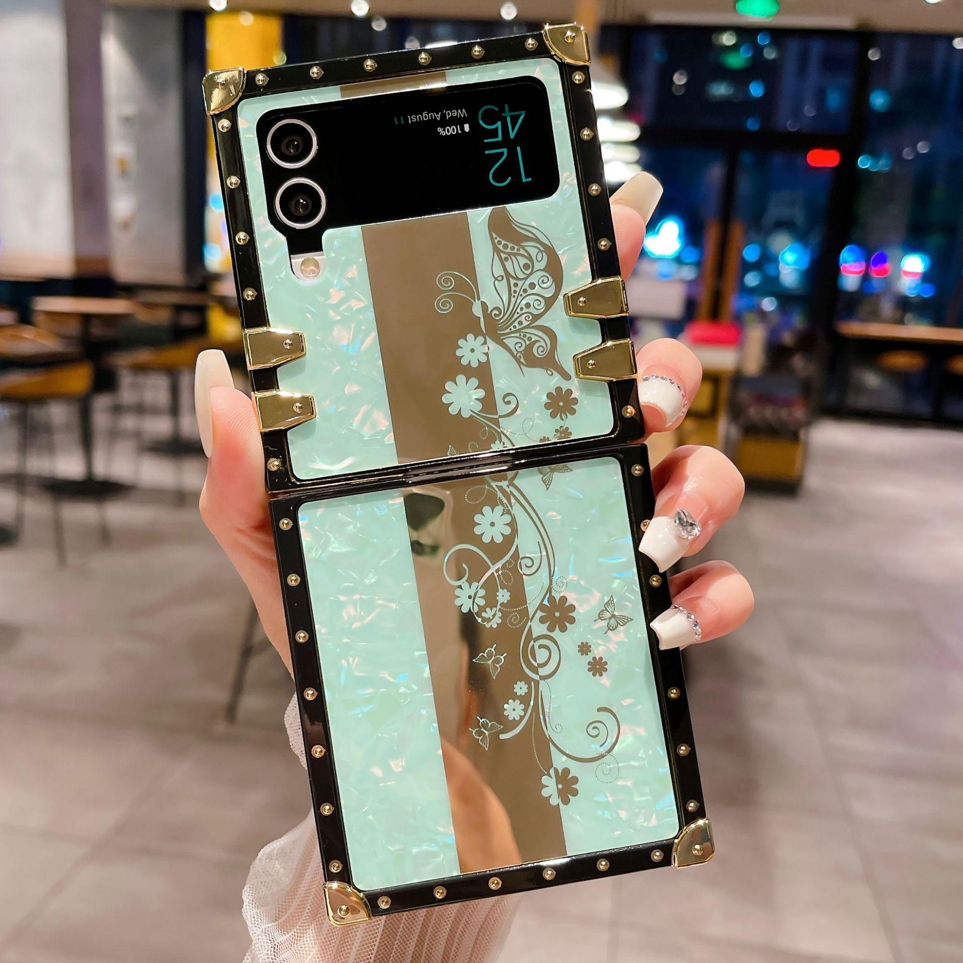 

Подходит для Samsung ZFLIP5 6 Зеркальный Цветок Бабочка ZFLIP4 Бриллиантовая Подставка Складной Анти-Волна Богиня Чехол для Мобильного Телефона Samsung ZFLIP 6