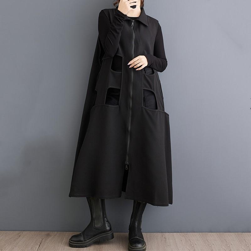 Ärmelloses Plus Size Vintage Hollow Out Neue Kleider für Frauen lässig locker lang Frühling Herbstkleid