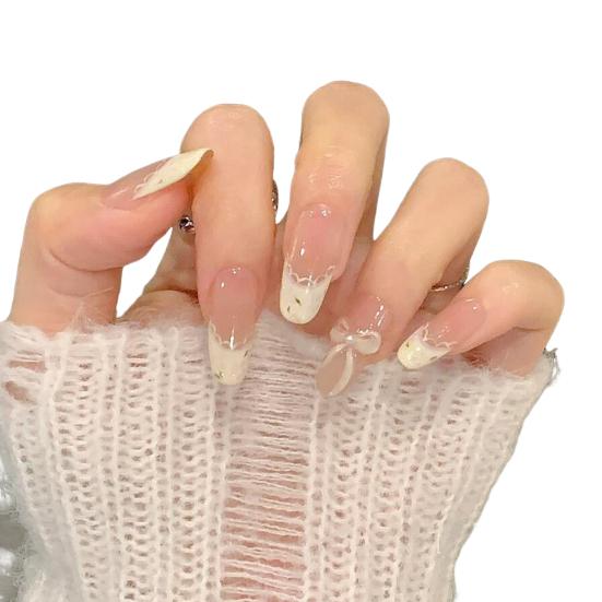 10Pcs 3D Flower Fake Nails Long Nail Extension Kit Wear Armor Reusable Easy to Remove Time-Saving Press on Nails for Home Salon