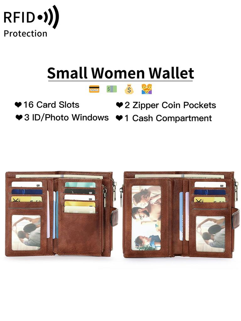 Mode Damen Geldbörse Vintage Faltriemen Doppelte Reißverschlusstasche Kurzer Kartenhalter Hohe Qualität Luxuriös Tragbare Clutch Kartenhalter