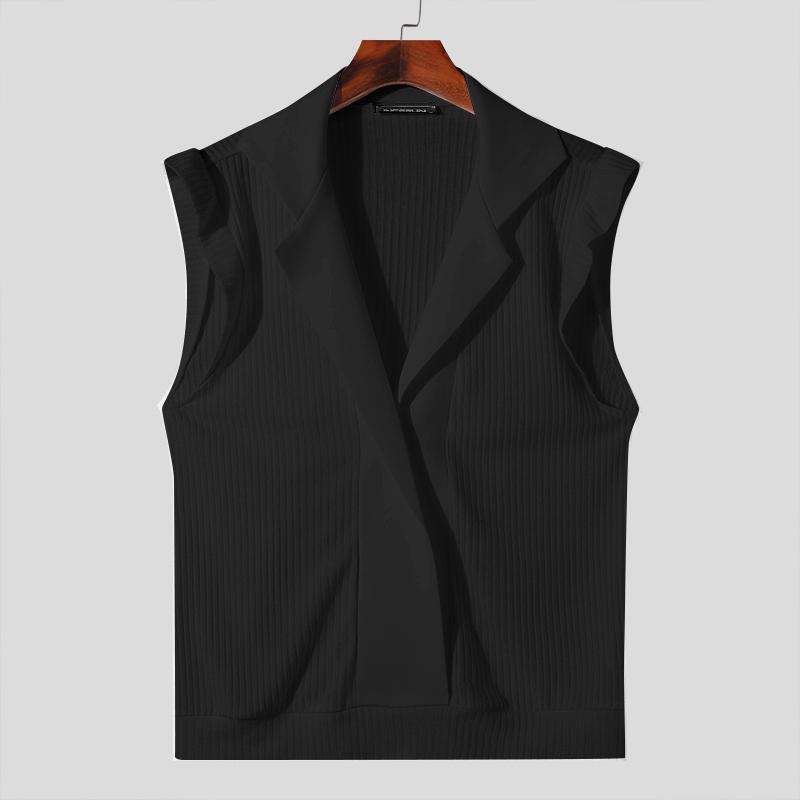 

INCERUN Чоловічі повсякденні майки без рукавів у стилі печворк із рюшами 4XL