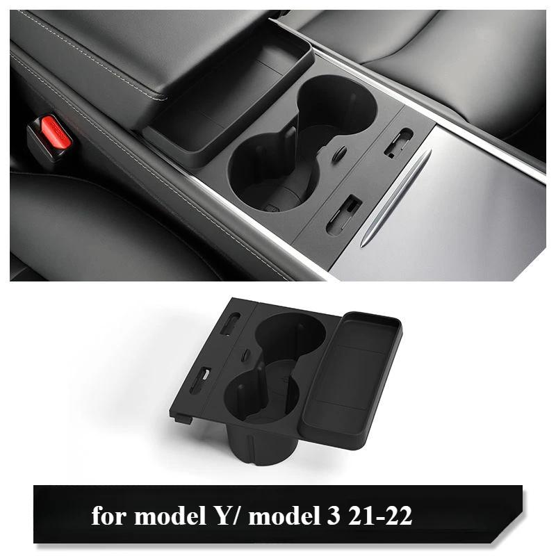 For Tesla Model Y Multifunctional Water Cup Holder Central Control Storage Box Model3 Drinks Holder Storage Tray Car Accessories
