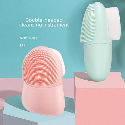 Silicone Double-Head Face Wash & Makeup Brush - Japanese Cleansing Tool for Pores & Blackheads