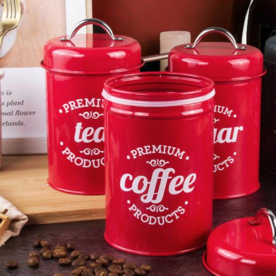 Coffee Container Food Safe Moisture-proof Wrought Iron Strong Sealing Sugar Canister for Kitchen