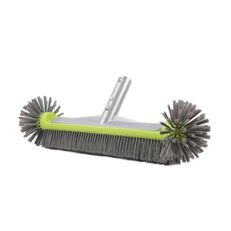 1 Piece Pool Wall Steps Corner Cleaning 45Cm Heavy Duty Aluminum Pool Brush Head With 7 Rows Nylon Bristles