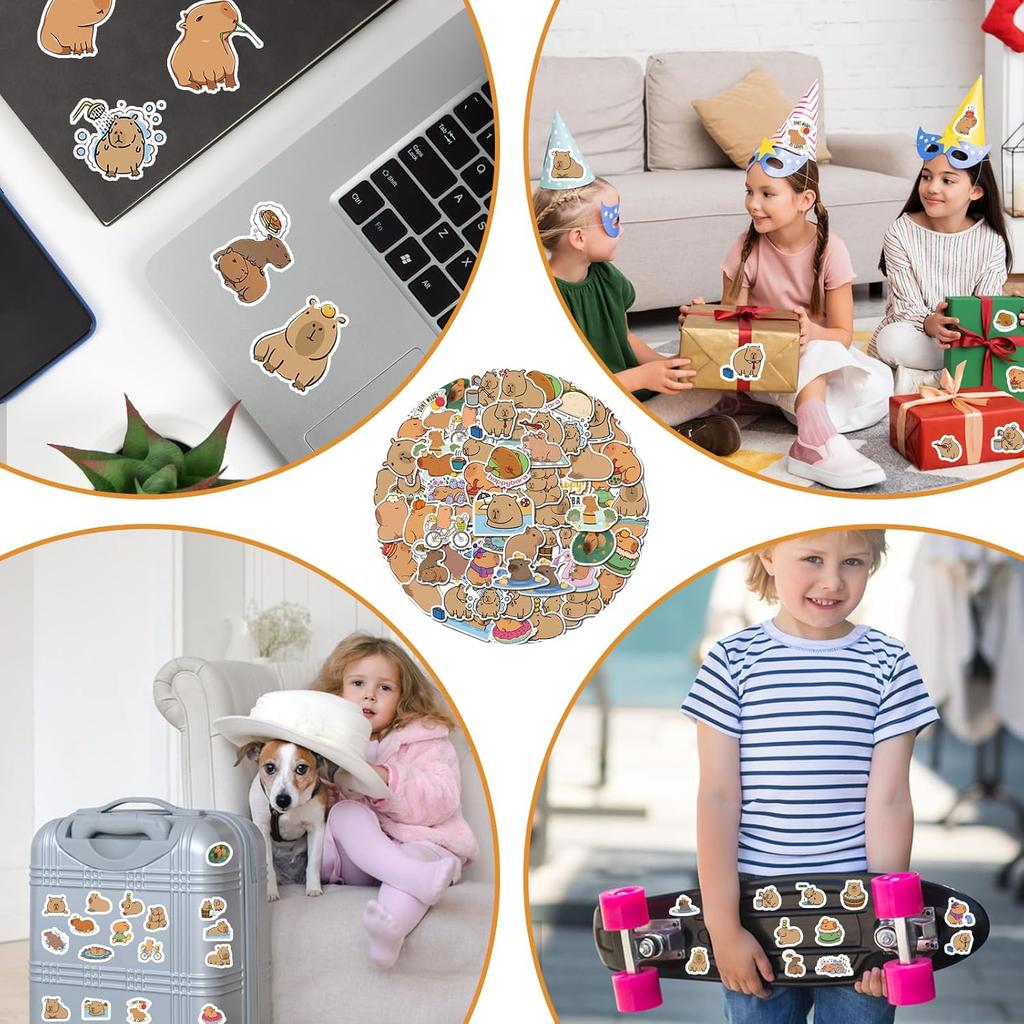 50 Stück Capybara Aufkleber Niedliche Braune Aufkleber Wasserdichte Cartoon Tier Aufkleber Geschenke Für Kinder Party Mitgebsel Flasche Laptop Gepäck