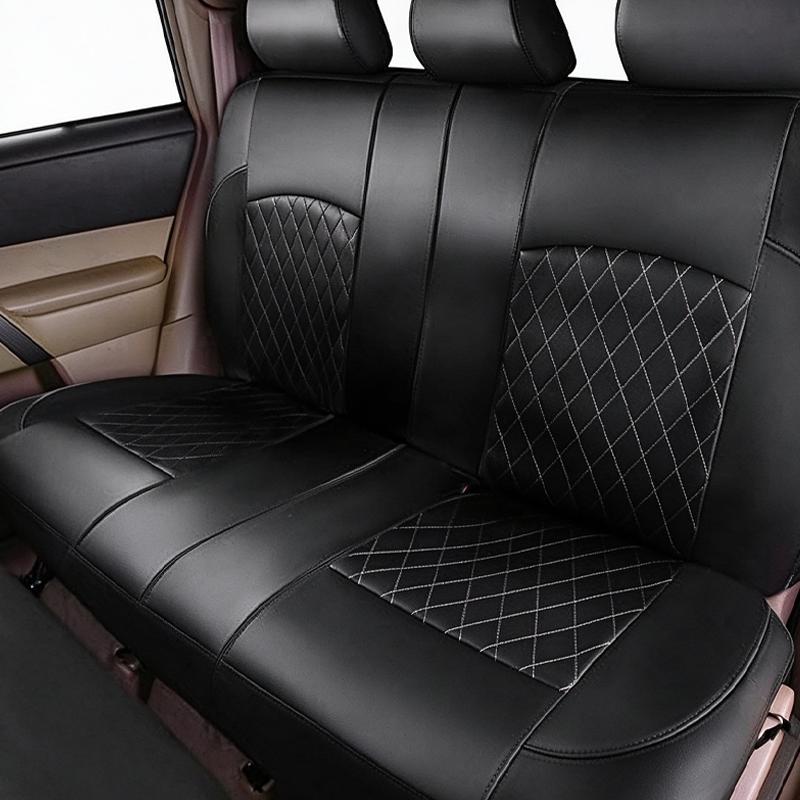 Universal Car Seat Covers PU Leather Rhombus Quilted Stitch Line Auto Seat Cushion Protector