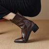 Krazing Pot Buty PU Jesień Zima Duży Rozmiar Botki Chelsea Kwadratowy Nosek Utrzymują Ciepło Przedni Zamek Rozmiar 43 Botki