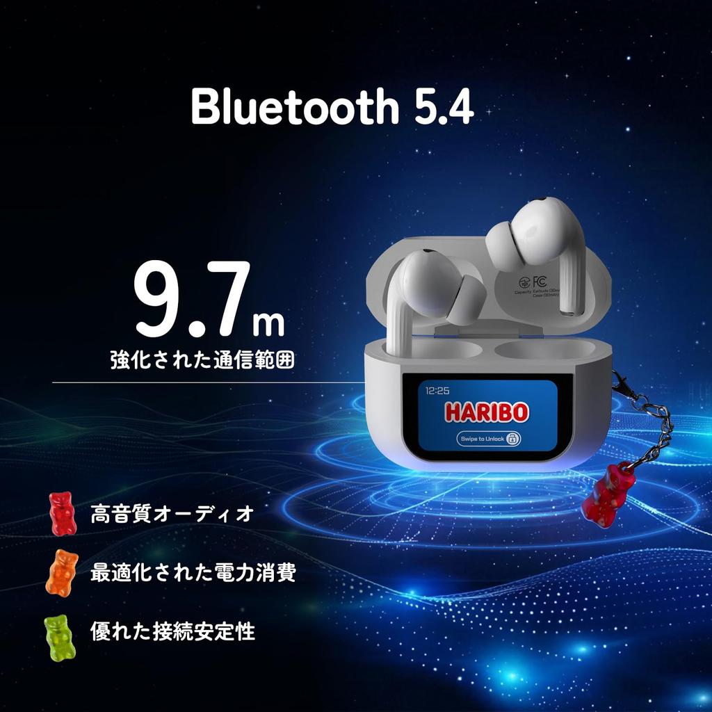 Haribo Bluetooth 13mm Dynamic Touch IPX4 Gummy Bear Design Noise-Canceling Earphones, 5.4, Drivers, Screen, Waterproof, (YELLOW)