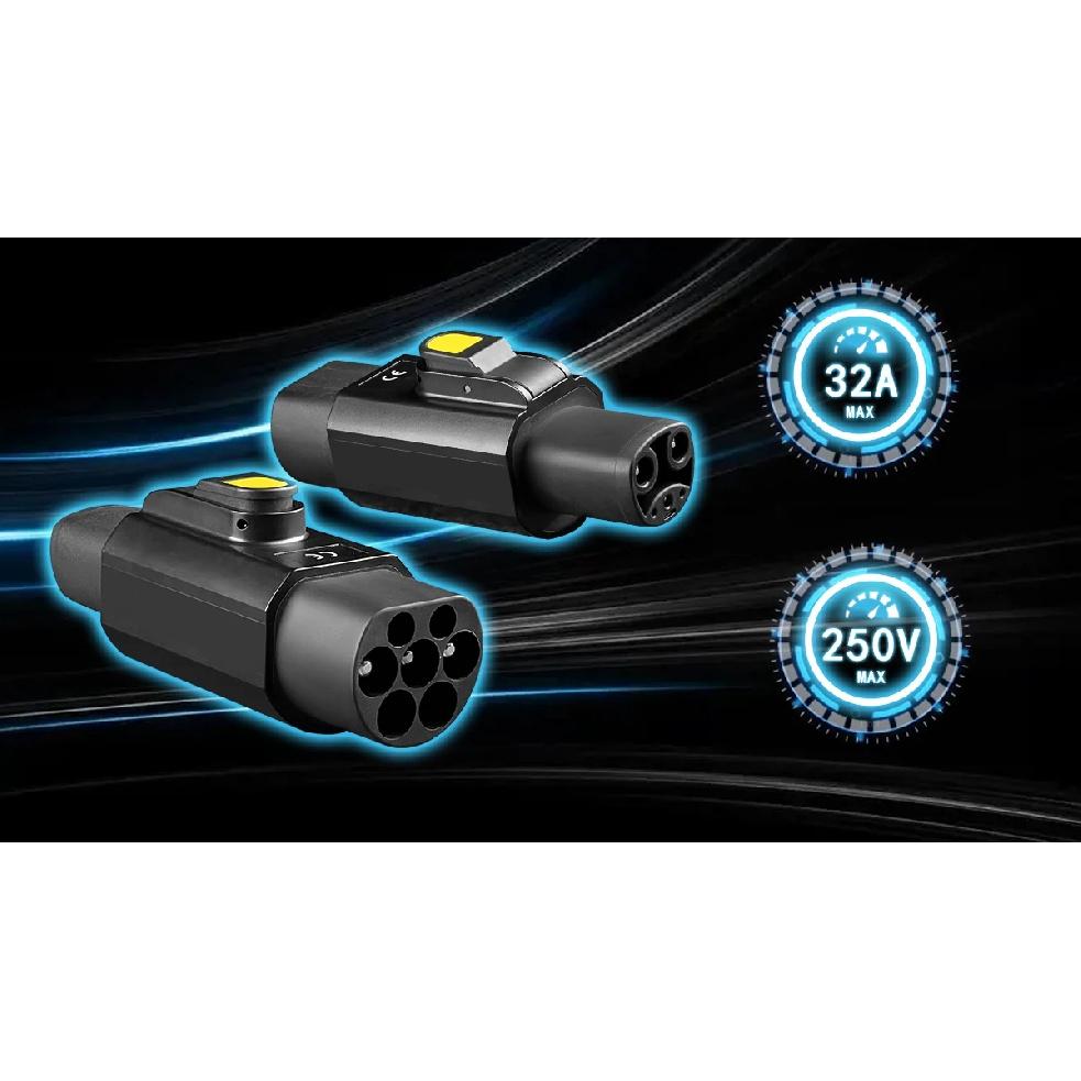 EVqiaoyi TYPE2 For Tesla Adapter 7.2kw TYPE2 Charging Pile to Tesla Car Charging Adaptor, Suitable for Model 3/Y/X/S