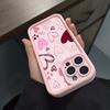 Pink cartoon heart-shaped design phone case suitable for iPhone 17 16 15 14 13 12 11 Pro/Max/Plus anti drop and shockproof