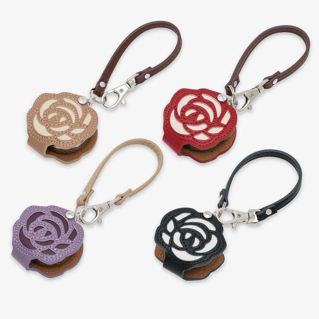 Fieldwork Analog Pocket Watch with Magnifying Rose Women's Strap, Glass, Black, Pattern, LW062-4