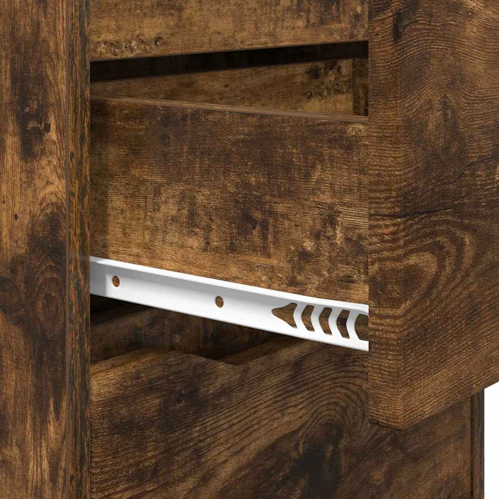 Nightstand Smoked Oak 40 x 30 x 67 cm Wood Based Material
